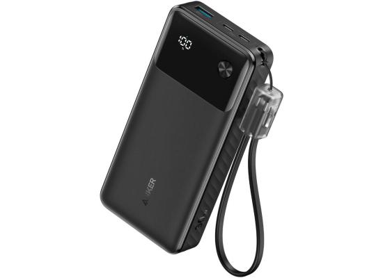 Anker Power Bank, 20,000mAh Portable Charger With 30W Max PD Fast Charging, 3-way Output, Digital Display, Eco Friendly Design, 2 x USB-C & USB-A Ports - Black